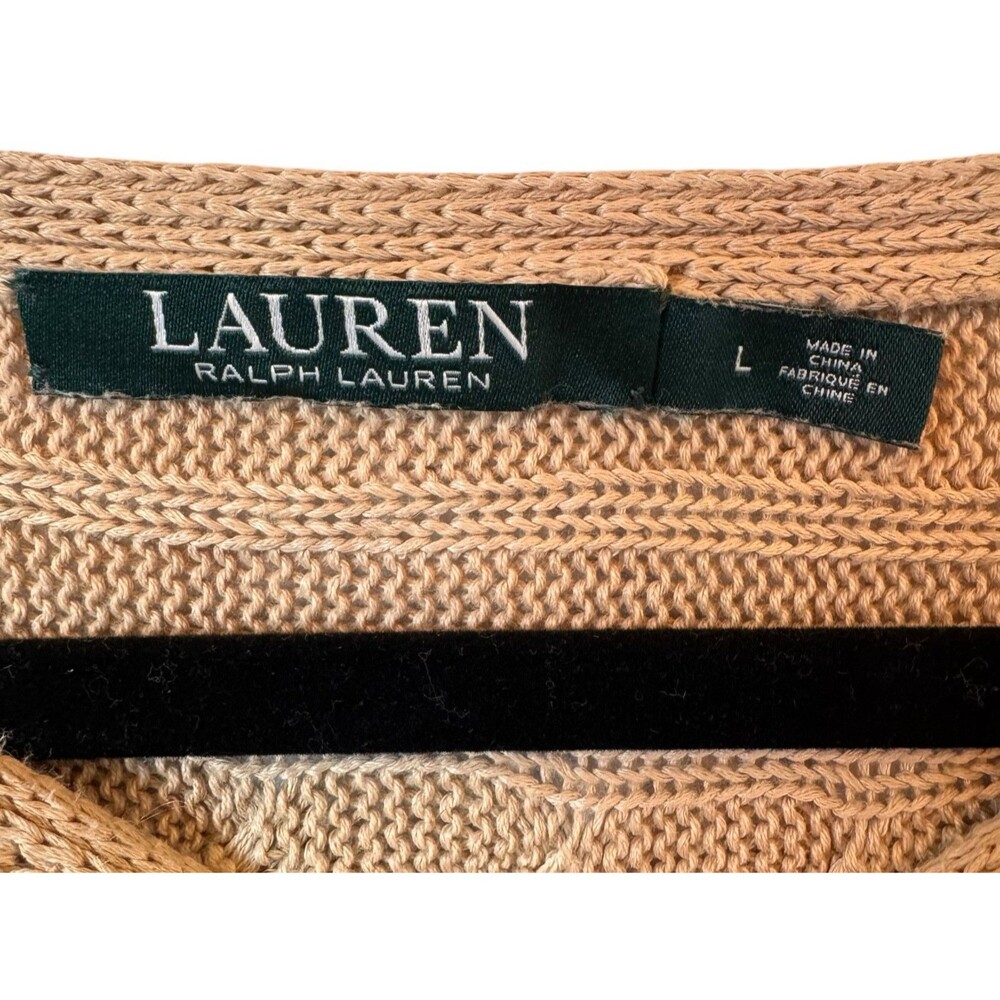 Lauren Ralph Lauren Women’s Size L Boatneck Cable-Knit Sweater Gold - Picture 4 of 11